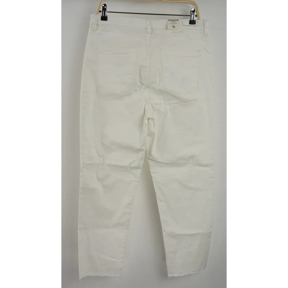 New BLANK NYC Madison Crop Women 32 x 26 White High‎ Rise Raw Edge Ripped Jeans